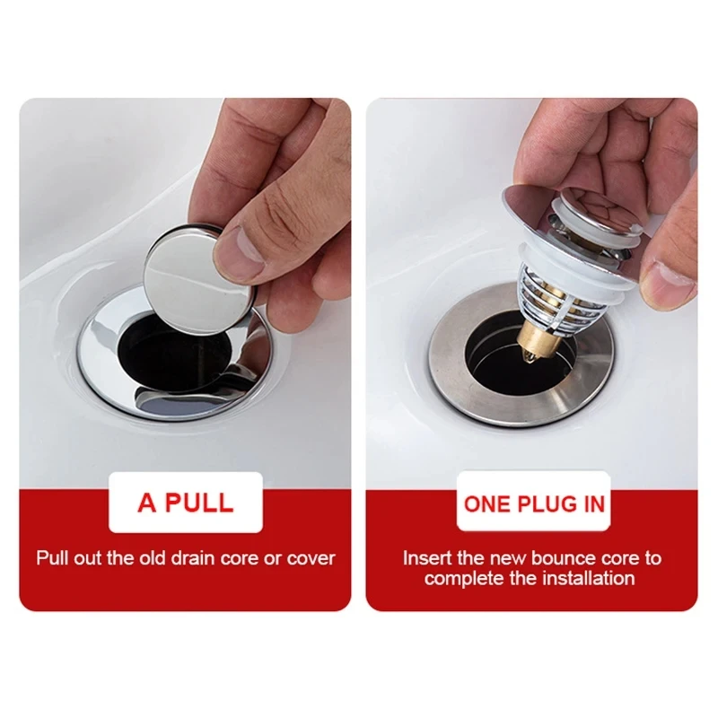 Bathtub Stopper Pop-up Bounce Core Drain Filter Hair Catcher Deodorant Steel