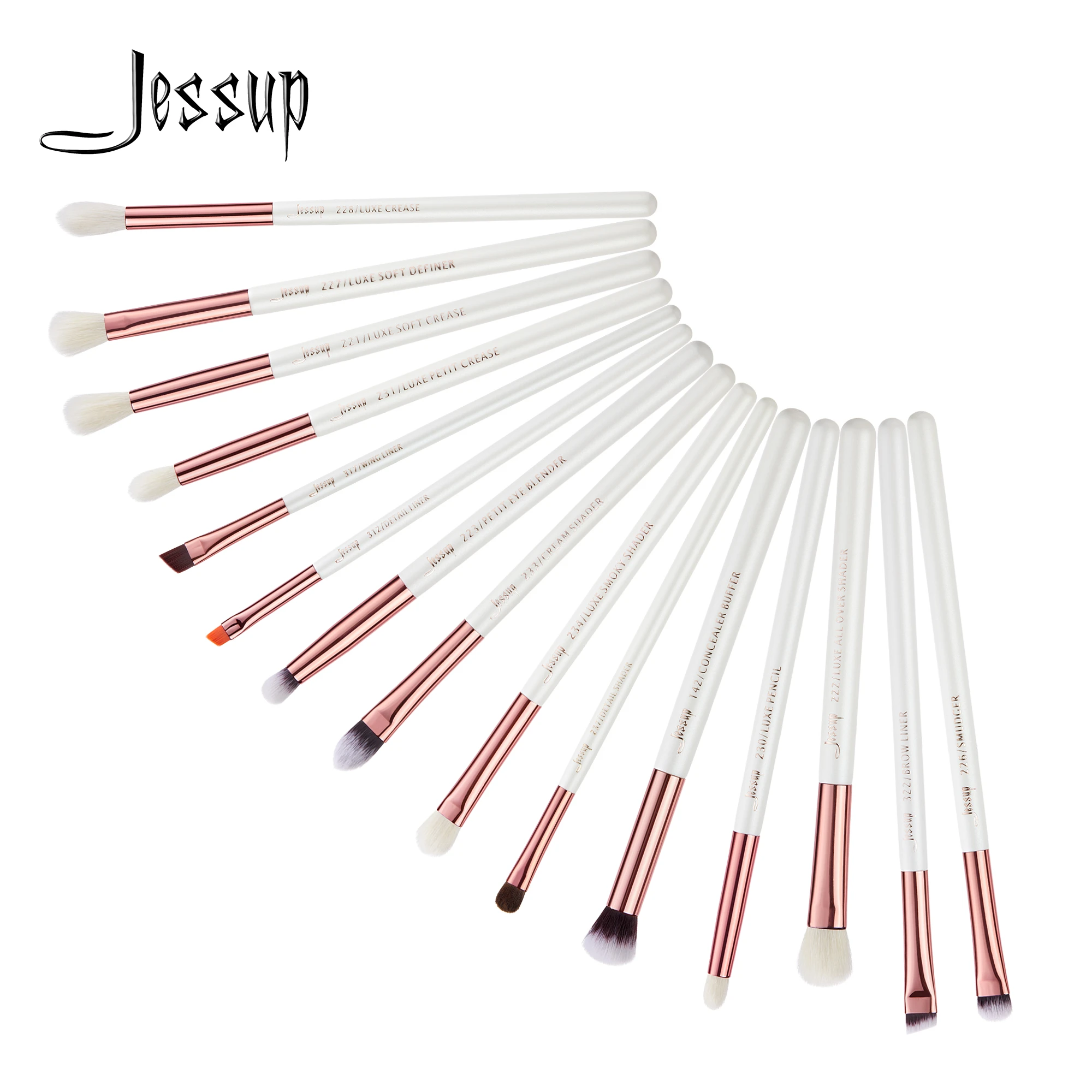 Jessup Makeup Brushes Kit 15pcs Pearl White/rose Gold Pinceaux