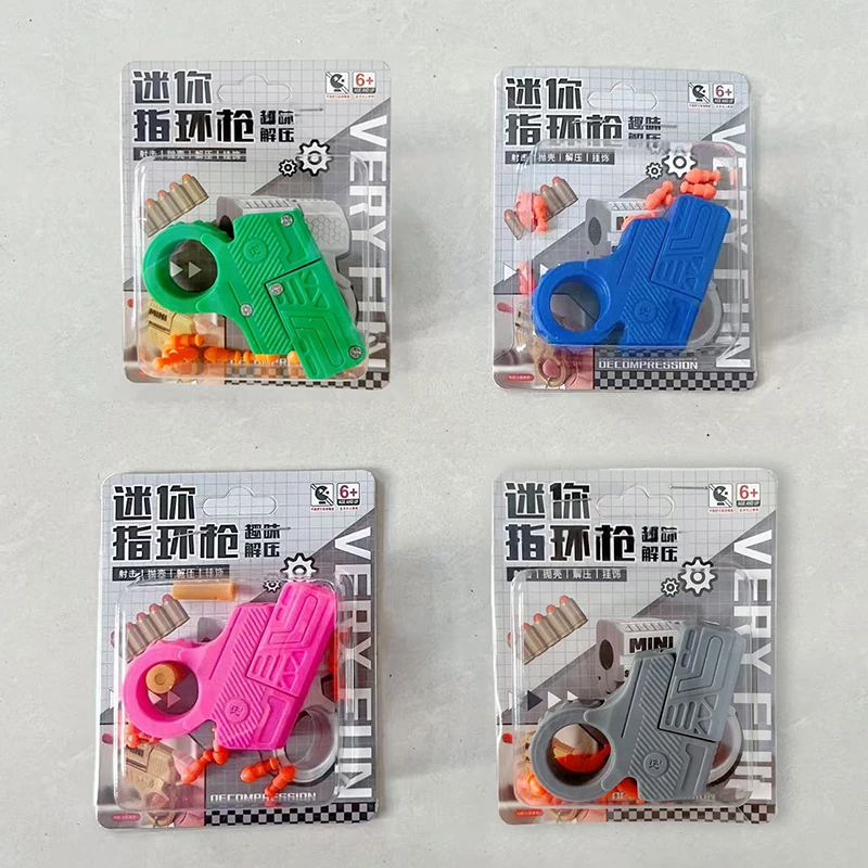 1 Set Fidget Spinner Ratchet Anxiety Stress Relief Toy Mini Gun Shell Ejected Can Launch Decompression EDC Finger Ring Pistol