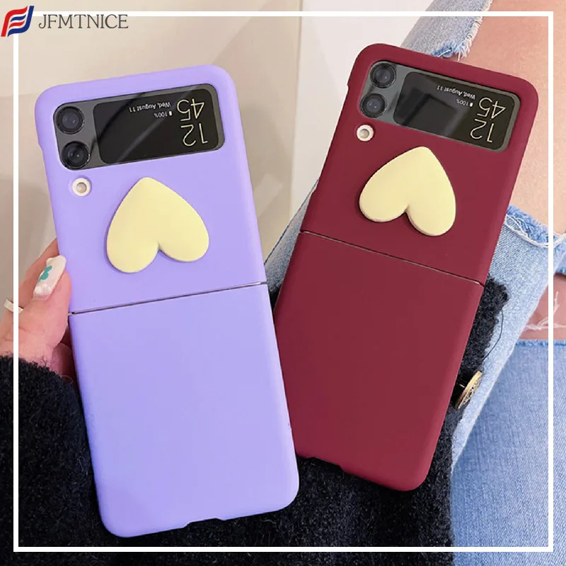 Custodia Per Cellulare Ins Love Heart Per Samsung Galaxy Z Flip 3 5G Flip3 Z3 Macaron Cover Antiurto A Colori Samsung Z Flip 3 Zflip3