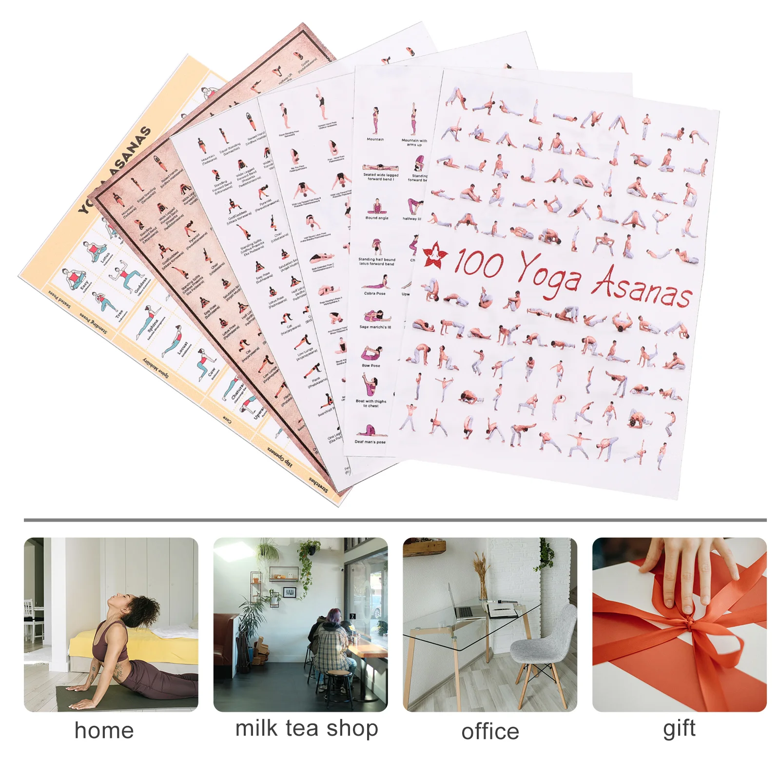 6 Pcs Household Picture Room Workout Posters For Workout Posters For Vintage Stretching Exercise Canvas