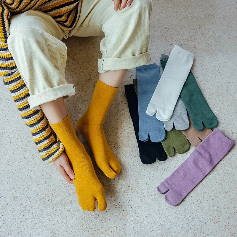 

Solid Color Toe Socks Cotton Split Toe Sock Simple Comfortable Two-Toed Socks Japanese Harajuku Women's Tabi Socks High Quality