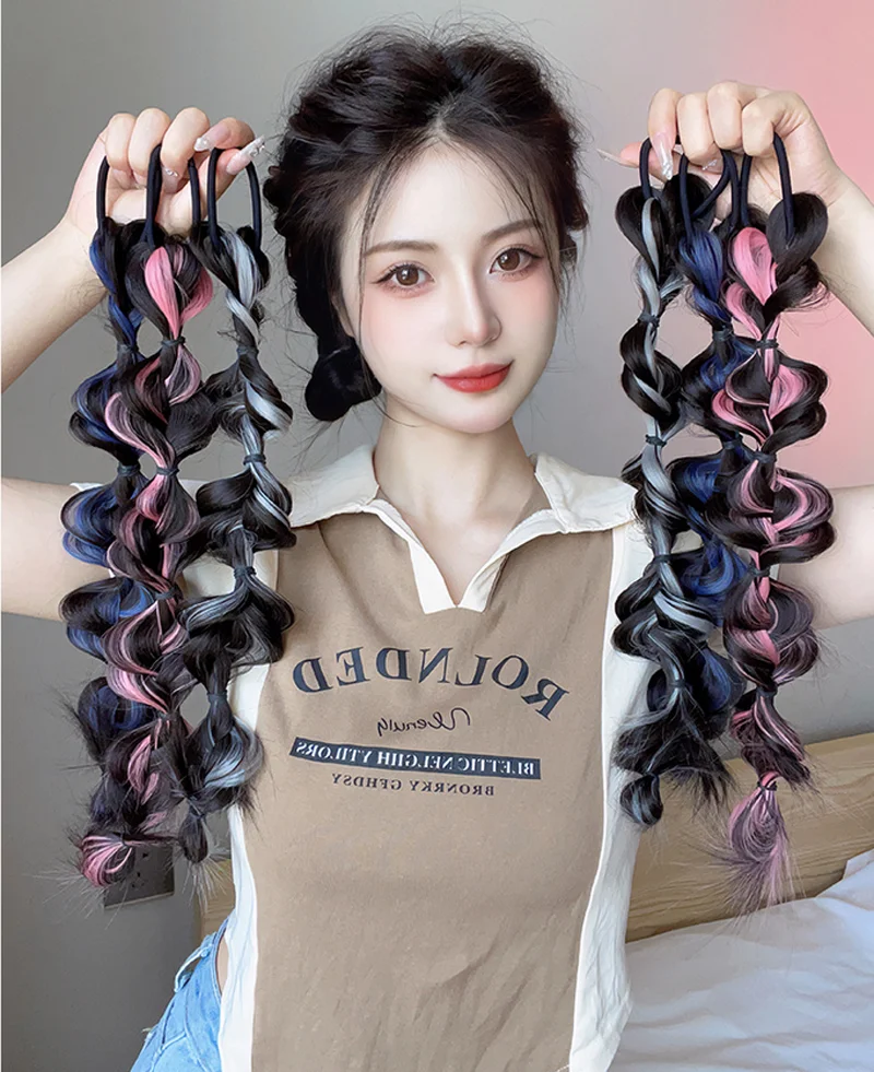 Wig Braid Bubble Fried Twists Braid Natural Boxing Braid Lantern Braid Tipping Double Horse Tail Strap Net Red False Horse Tail