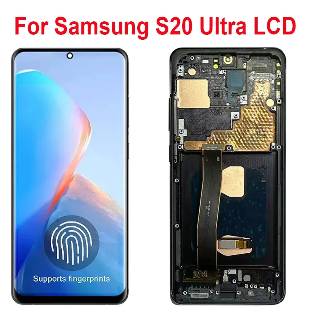 S20 Ultra Screen Replacement AMOLED LCD Display For Samsung S20 Ultra G998F SM-G988B/DS G9880 LCD Display Touch Panel With Frame