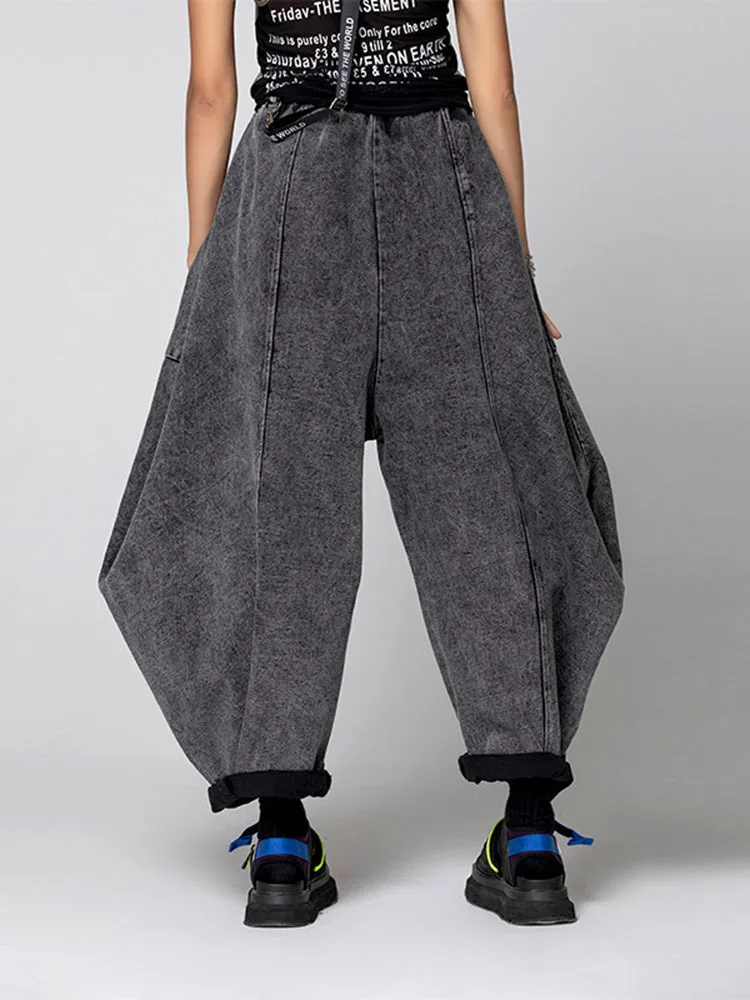 chrome hearts jeans GVUW 2022 Spring Fashion Pockets Loose Brand New Wash Make Old Woven Belt  Mid Waist Jeans Personalized  Wide Leg Pants 196123 black ripped jeans