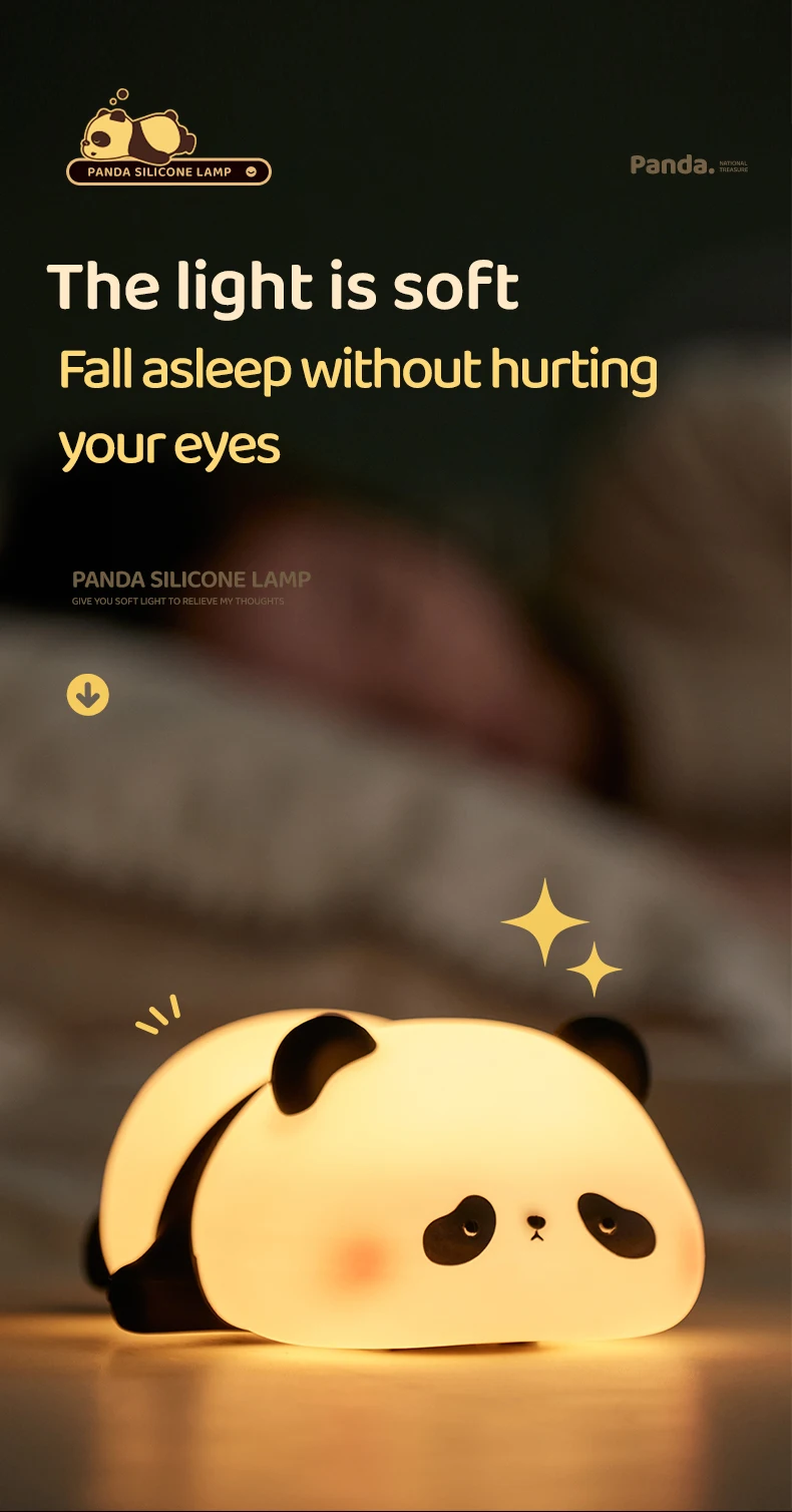 5Style Panda Night Light Holiday Gift Christmas Birthday Playmate Soft Doll Panda Safe Rechargeable Cute Animal Silicone Lamps