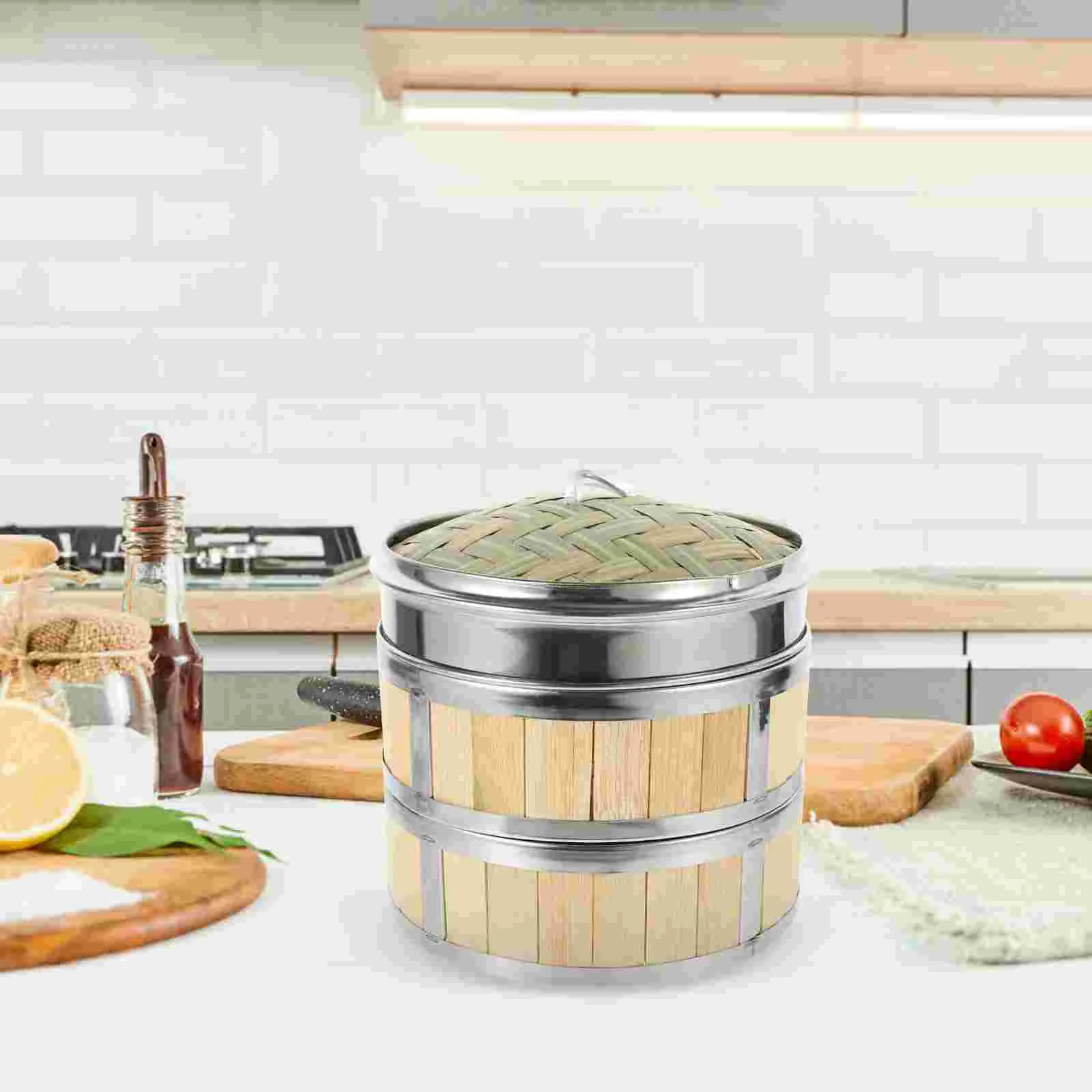 

Bamboo Steamer Basket Chinese Dim Sum Dumpling Baskets Buns Cage Fish Rice Snack Basket Kitchen Cooking Tools Cypress Wooden