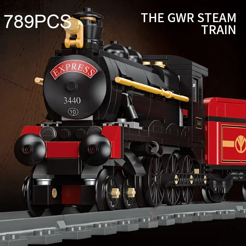 

789pcs Steam Train City Heavy Freight Train Rails Assemble Model Bricks Toys Creative Desktop Decoration Children Christmas Gift