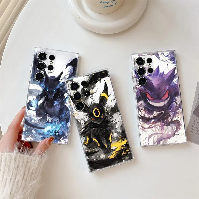 Pokemons Umbreons Gengars S25FE Klare Hülle für Samsung Galaxy S25 S24 S23 Ultra S20 S21 FE S22 Plus A56 A36 A17 A07 Handyhülle