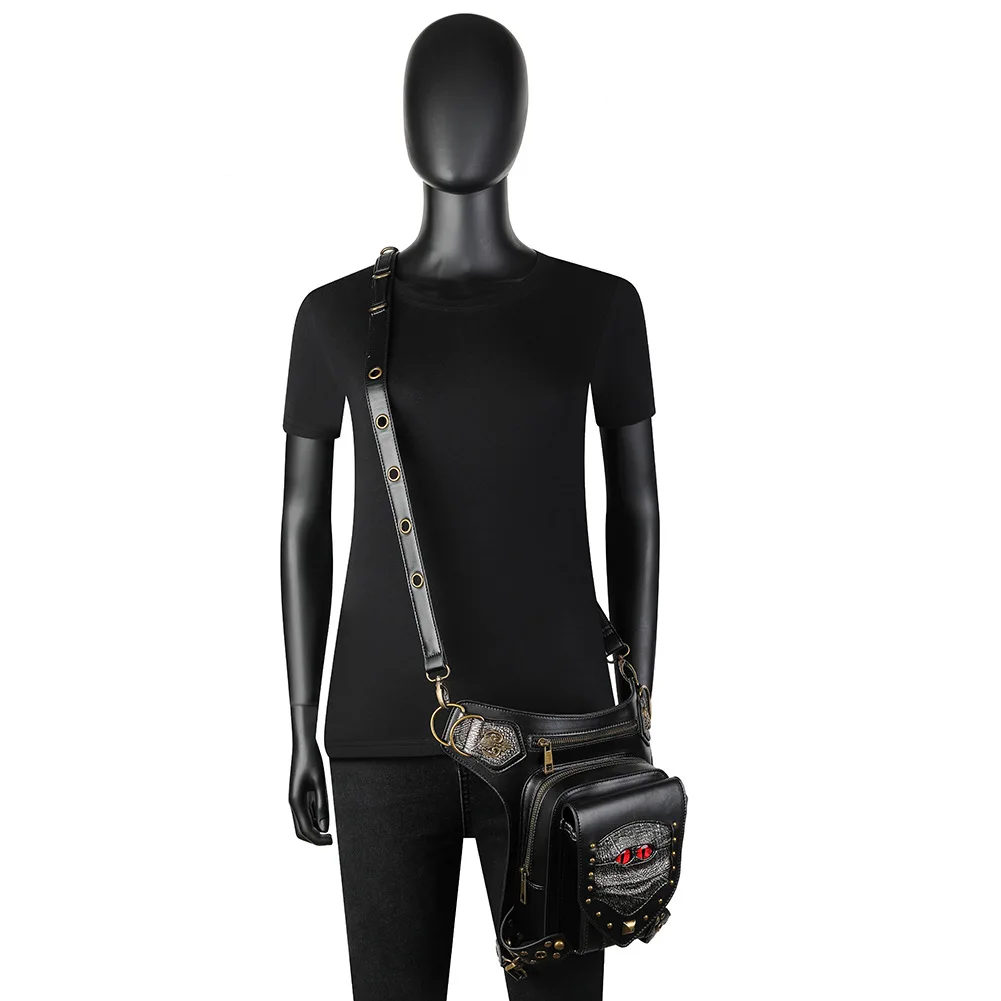 Steam Punk Chain Bag Pu Minority Motorcycle Women Bag Single Shoulder Messenger Bag Waist Bag Male Fanny Pack Belt Bag Chest Bag