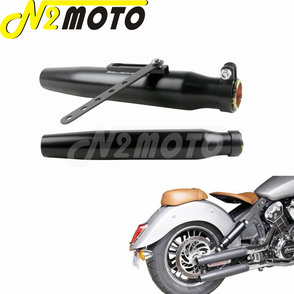 1 Pair Black Motorcycles Tapered Exhaust Pipe Muffler For Vintage Cafe Racer Classic Custom 35mm
