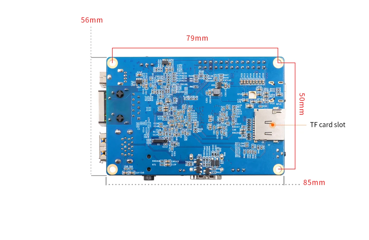 오렌지 파이 3 LTS 2GB RAM 8GB eMMC | 쿼드코어 ARM Cortex-A53 | 라즈베리 대체품