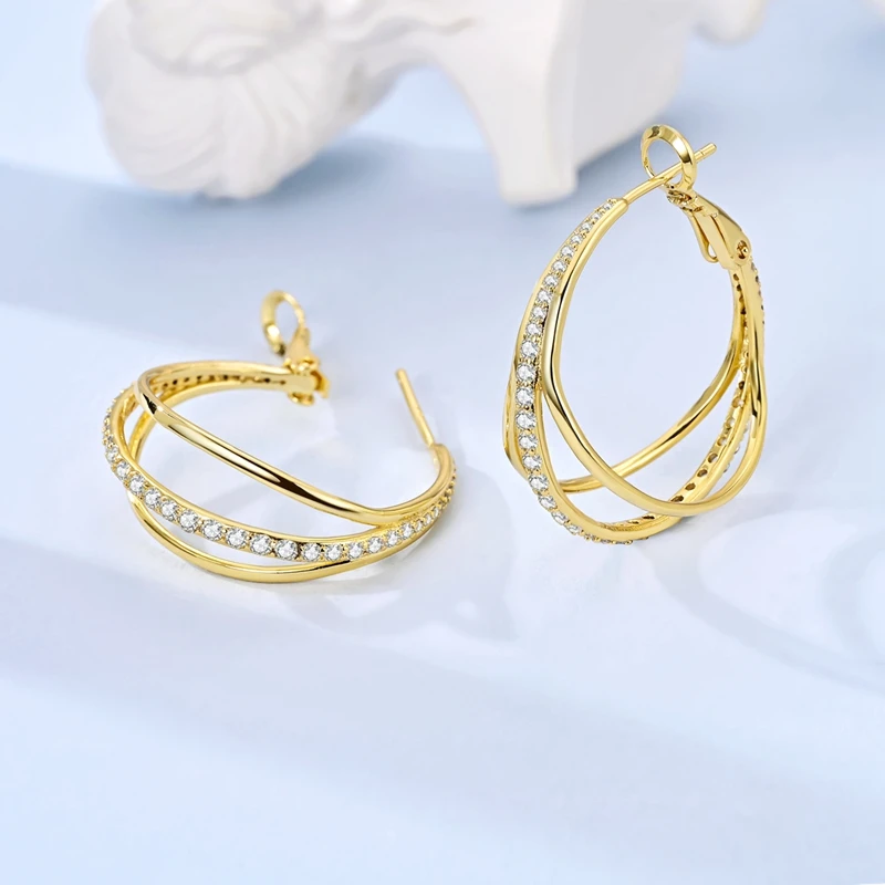 925er Sterlingsilber, modisches Gold, großer Kreis, Doppelohrringe, klassisch vergoldet, Herz-Creolen, Schmuck, Geschenk für Frauen – Detail 37
