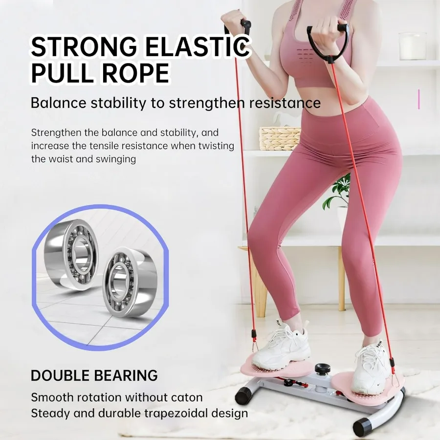 330 lbs Noiseless Anti-Slip Waist Twister Board - Ab Machine with Resistance Bands for Core Exercise & Slimming Waist, Home Gym