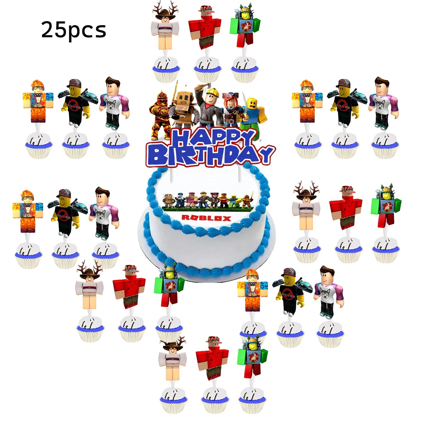 Roblox Taart Toppers Set - Cupcake Decoraties voor Kinderfeestje