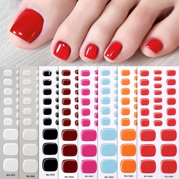 Toe Gel Nail Sticker Hardens with UV Lamp Curing Gel Stickers Waterproof Korean Full Cover Waterproof Polish Wraps Foot Strips 1