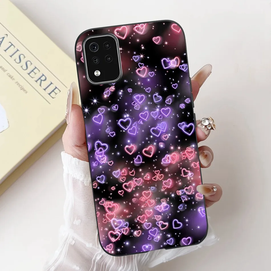 New Cute Cartoon Floral Phone Case, Black Silicone Soft Cover