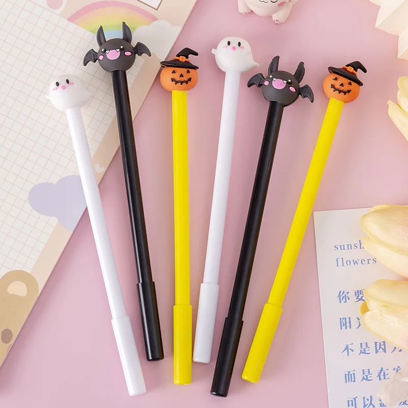 12/60 Pcs Creative Pumpkin Lantern Bat Ghost Halloween Gel Pens Black Stationery Final Christmas Gift Prize School Supplies 13pcs christmas sticky tabs file tabs flags pages book markers reading notes classify file school office stationery supplies