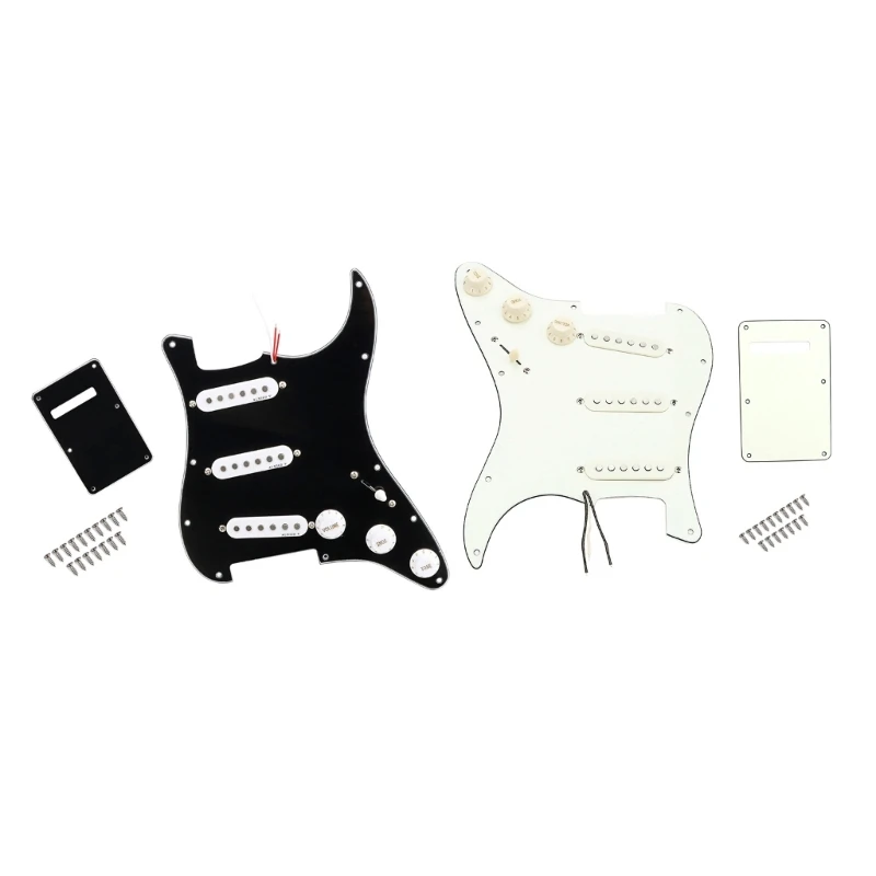 

11 Holes Guitar Single Coil Pickups Prewired-Loaded SSS Pickguard Scratch Plate Set with Back Cover Guitar Parts, 3Ply