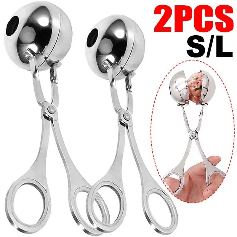 Stainless Steel Meatball Clips Meatballs Maker Tool Non Stick Stuffed Meat Balls Fish Ball Rice Ball Making Mold Kitchen Gadgets meatball maker