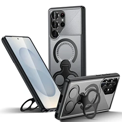 Premium Metal Ring Stand Magnetic Armor Case with Wireless Charging Support - Galaxy S23 Ultra (GRAY)