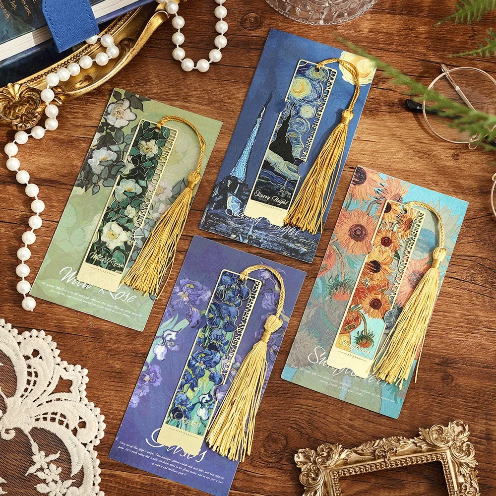 Metal Bookmark Hollow Literary Flower Exquisite Painting Sunflower Iris Rose Shape Gifts for Book Lovers Writers Readers 1pc