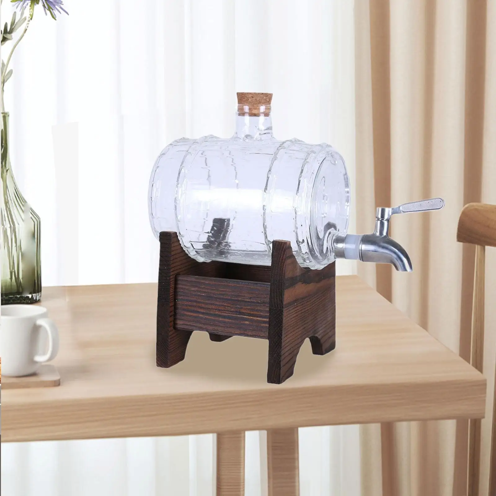 Glass Barrel Storage Container Commercial Beverage Dispenser for Bar Home RV