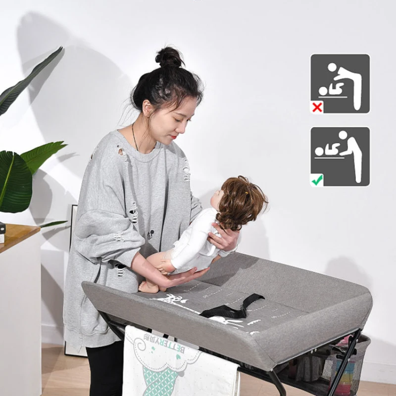 Baby changing table diaper clothes nursing desk newborn massage touching foldable multi-functional bed blue