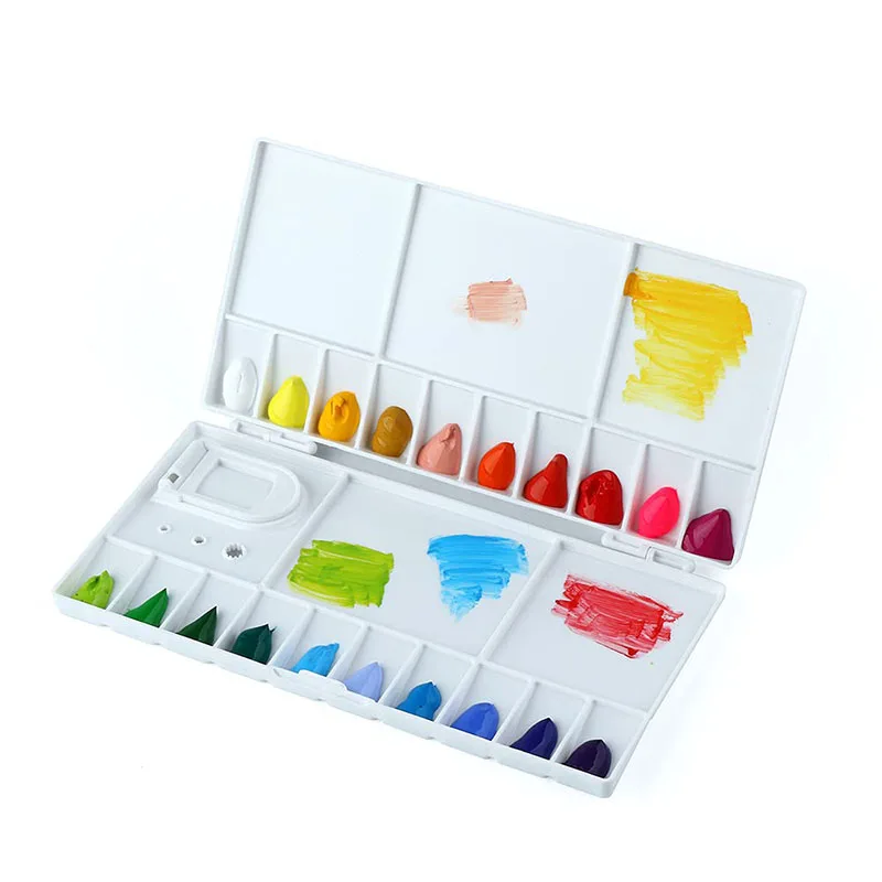 25 Wells Folding Compact Paint Palette Box with Lid for Paint Color Mixing Tools Art Supplies