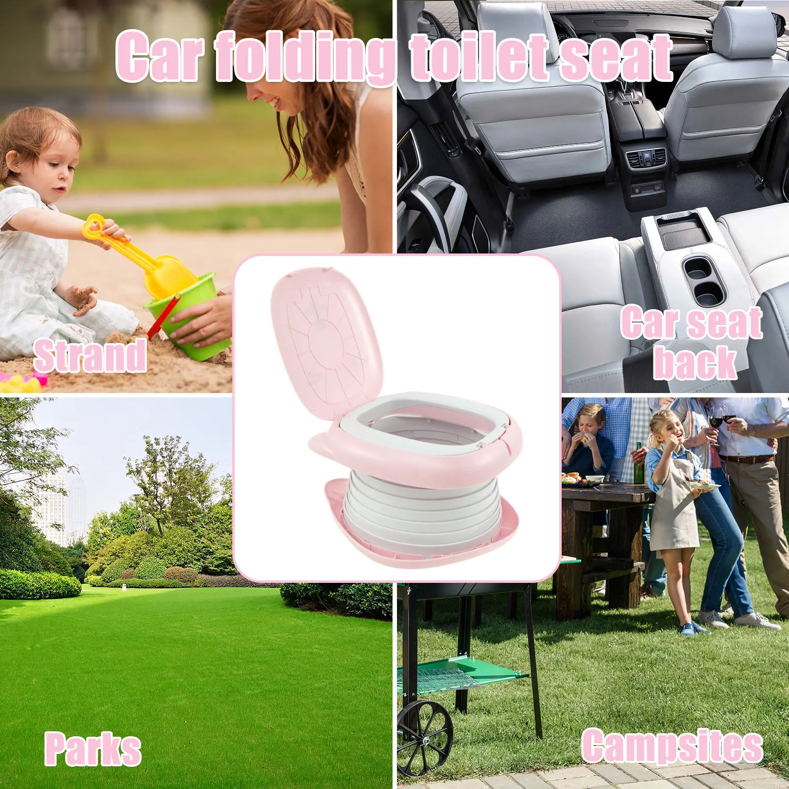 Travel Potty for Kids Toddler ABS Plastic Portable Potty with Stable Anti-slip Bottom Sturdy Curve Design Foldable Potty with 6