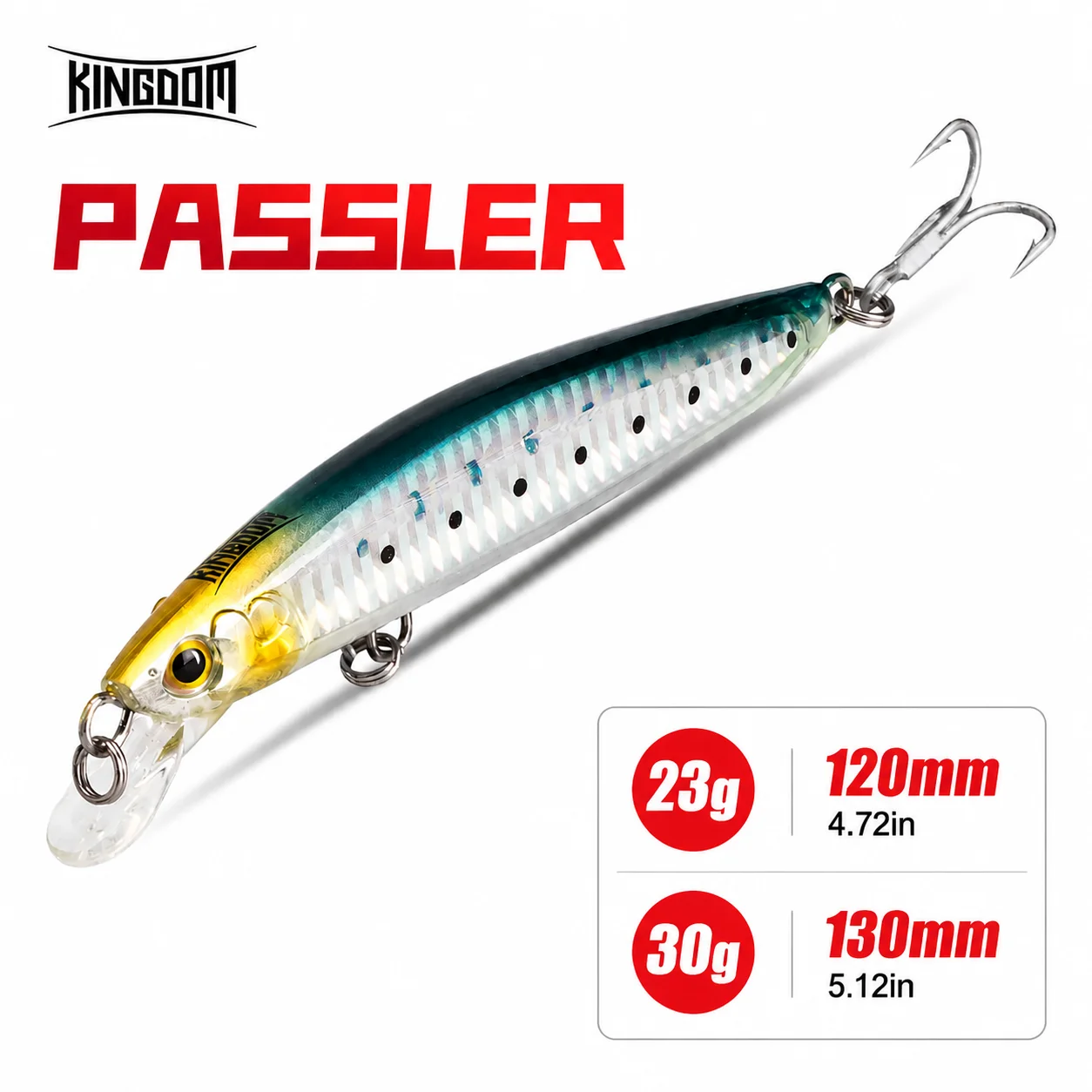 Kingdom Schwimmender Minnow-Angelköder 120mm 23g 130mm 30g Künstlicher Meeres-Angelköder Harter Wobbler für Barsch Forelle Salzwasser-Angeln