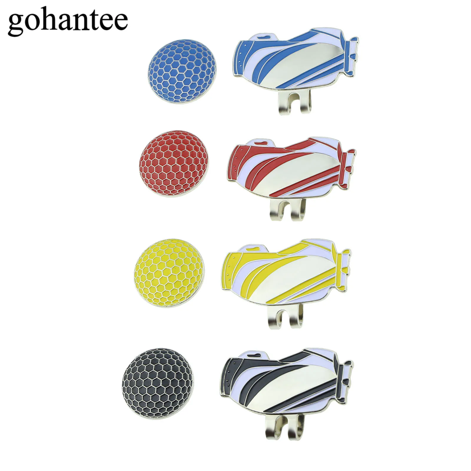 Gohantee Pallina Da Golf Portatile Modello Lega Palline Magnetiche Da Golf Mark Con Cappello Visiera Clip Accessori Da Golf 4 Colori Cappello Decorazi
