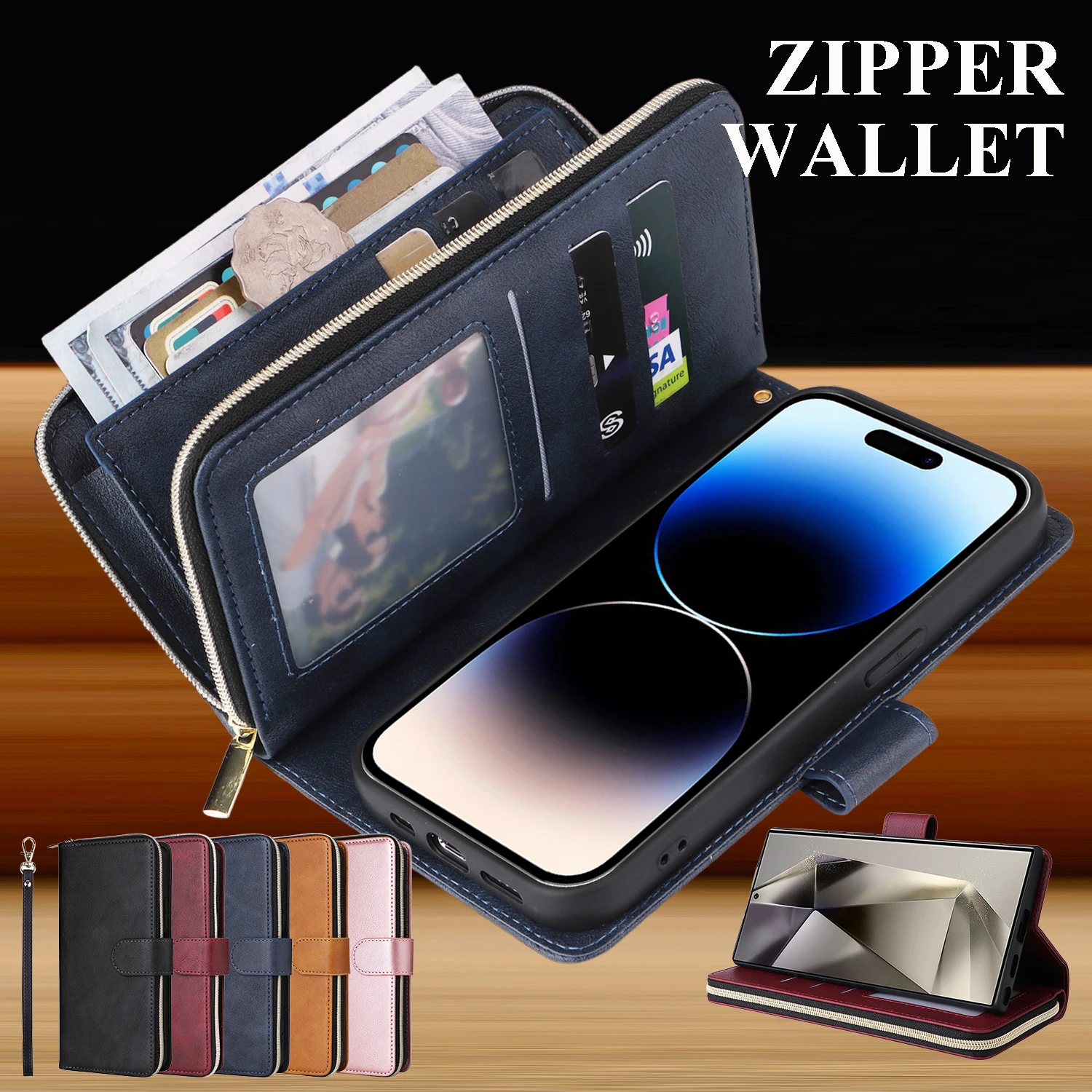 Zipper Wallet Phone Case - Stylish and Functional Protective Cover with Multiple Card Slots