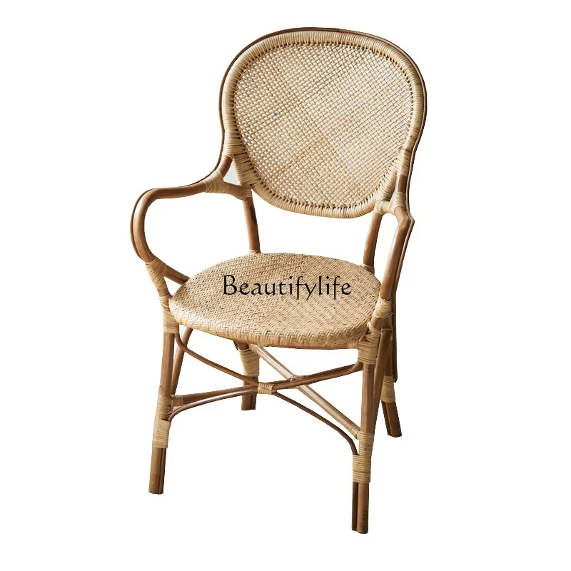 

Indonesian Natural Single-Seat Sofa Chair Nordic Leisure B & B Home Rattan Armrest Backrest Recliner