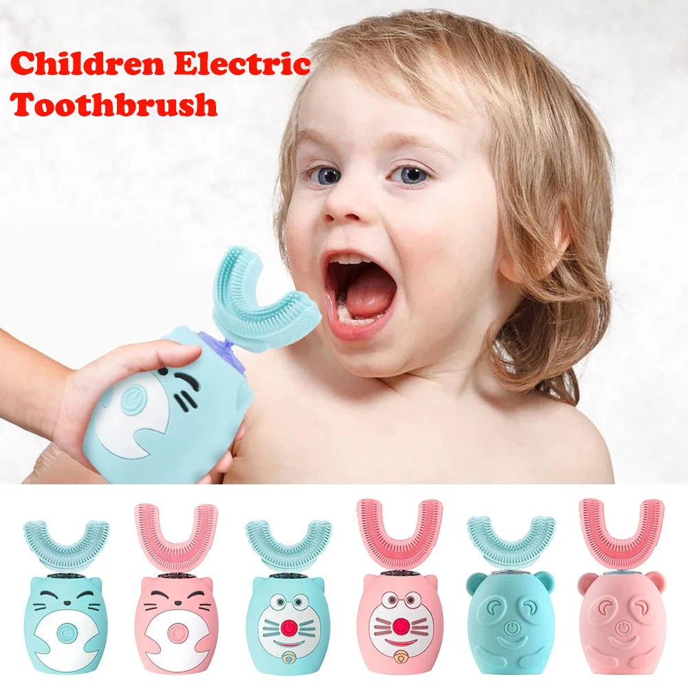 

Child's Sonic Electric toothbrush Silicone Children's 360 Degrees Automatic USB Rechargeable Smart kids toothbrush u shape