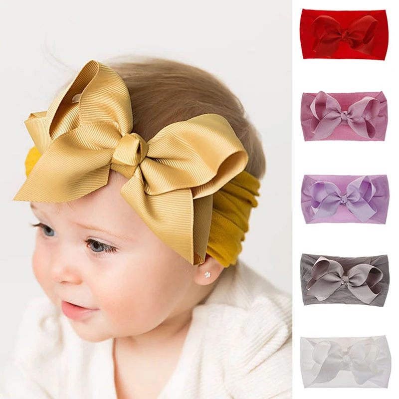 hoek Uitputting Gemarkeerd Baby Grote Bloem Strik Haarband Zachte Nylon Meisjes Hoofdband Elastische  Kinderen Turband| | - AliExpress