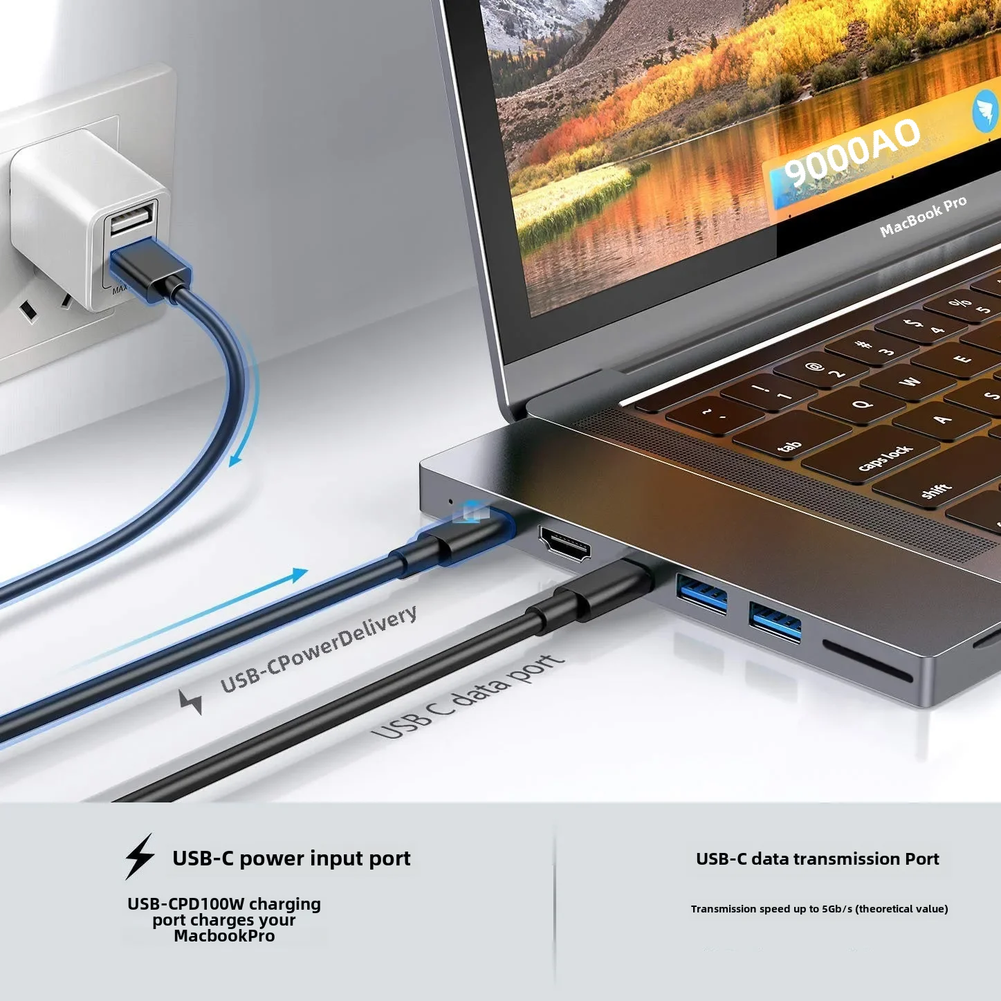 듀얼 C타입 고화질 확장기, USB 노트북 컨버터, Pd 전원 허브, 멀티 인터페이스, 크로스 보더 익스텐션 독