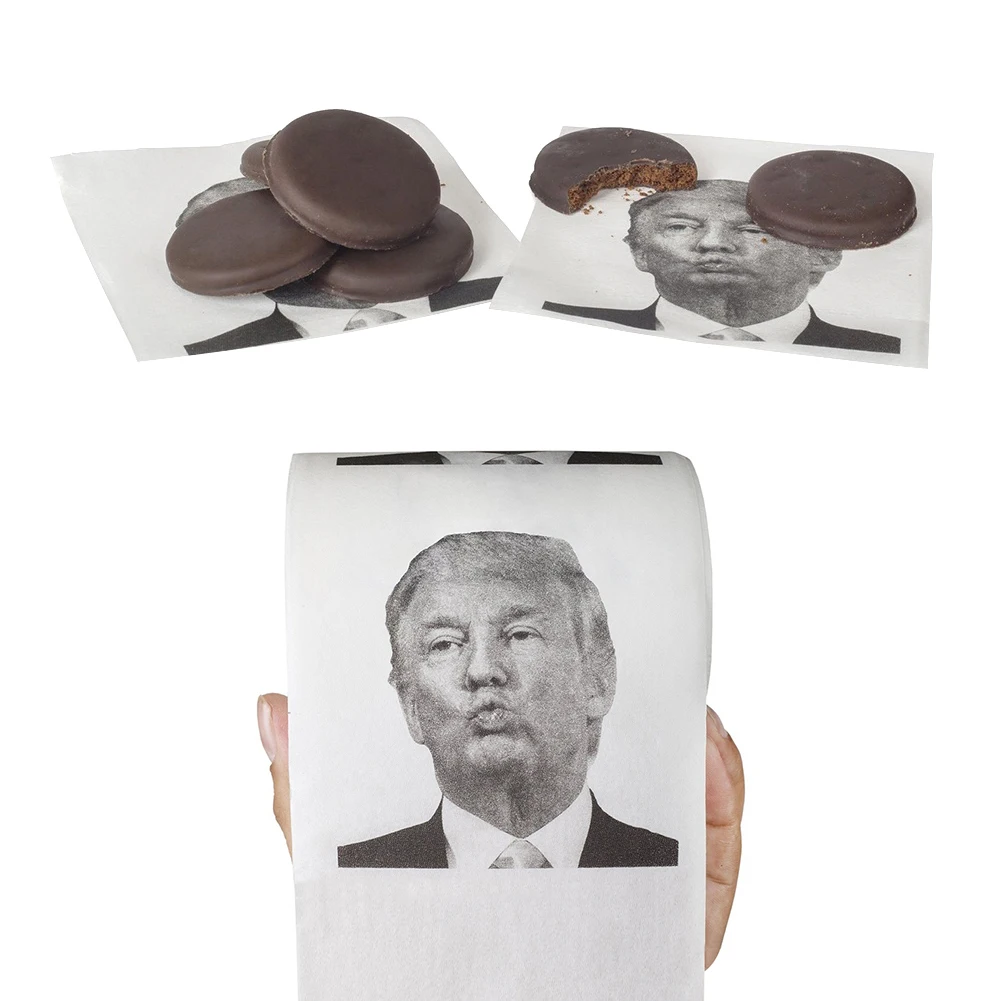 Toilet Paper 1-10PCS Donald Trump Roll Tissue Joke Fun Non-fading Nontoxic Dustless Prank Creative Bathroom Toilet Roll