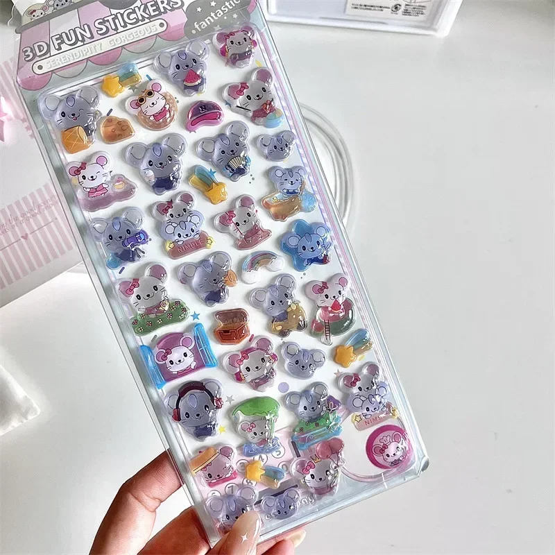 1pc Kawaii 3D Relief Crystal Stickers Cartoon Animal Phone Case Decoration Scrapbooking Material Panda Rabbit DIY Stickers