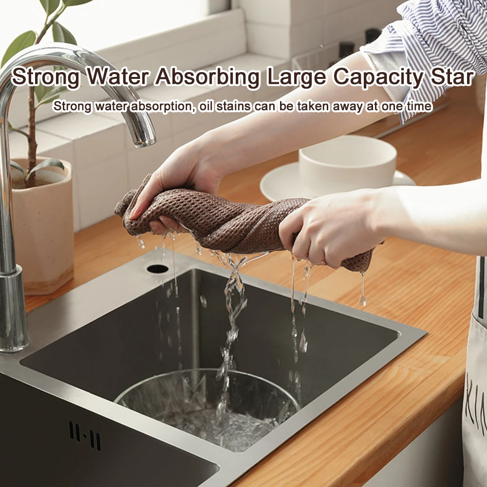Ultra Soft Absorbent Tea Towel Waffle Weave Cotton Dish Rags Kitchen Dinner Plate Hand Towel Cloth Napkins Cleaning Cloth