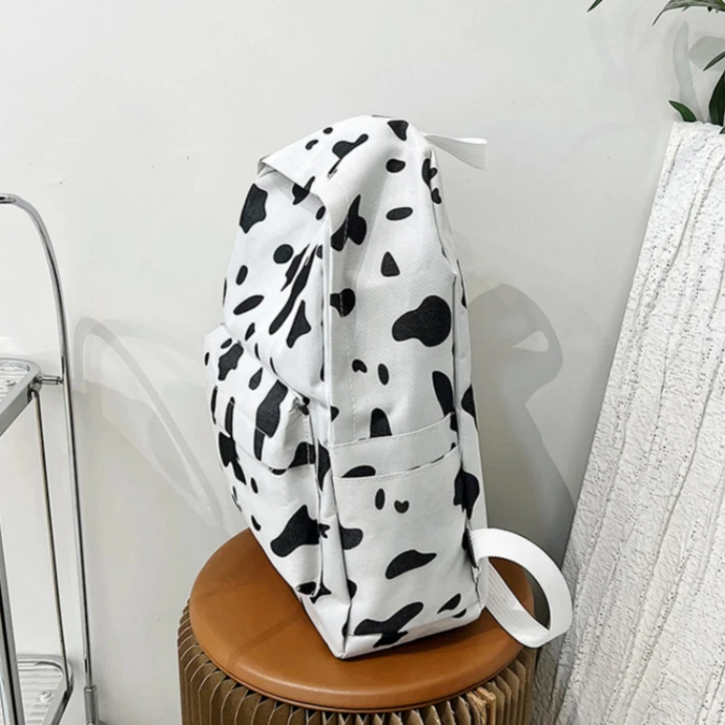 Personalized Harajuku Style Backpack For Women's Ins Super Hot Cow Pattern Cute Girl Canvas Bag Soft Girl Backpack 4