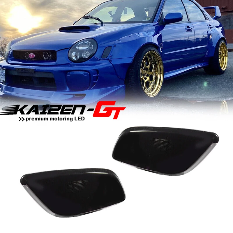 Smoked Lens Car Front Bumper Side Marker Indicator Light Cover Housings Kit For 2002 2003 Subaru Impreza RS TS WRX No Bulb
