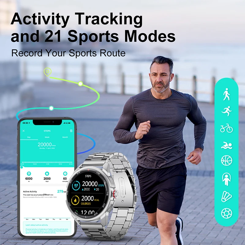 LIGE 2022 η ƿ Ʈ ġ AMOLED HD ũ ׻ ÷ ð 330mAh ƮϽ  Smartwatch
