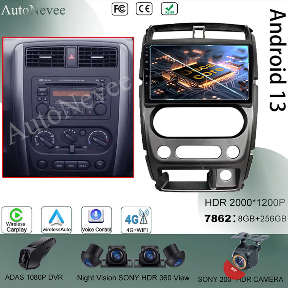 Android 13 Per Suzuki Jimny 3 2005-2019 Car Auto Stereo Multimedia Player Navigazione Gps Dvd No 2Din Wifi Touch Qled Screen Dsp