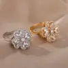 Bagues de mariage rotatives à quatre trèfles pour femmes, anneau d'anxiété Anti-Stress en acier inoxydable, bijoux esthétiques réglables
