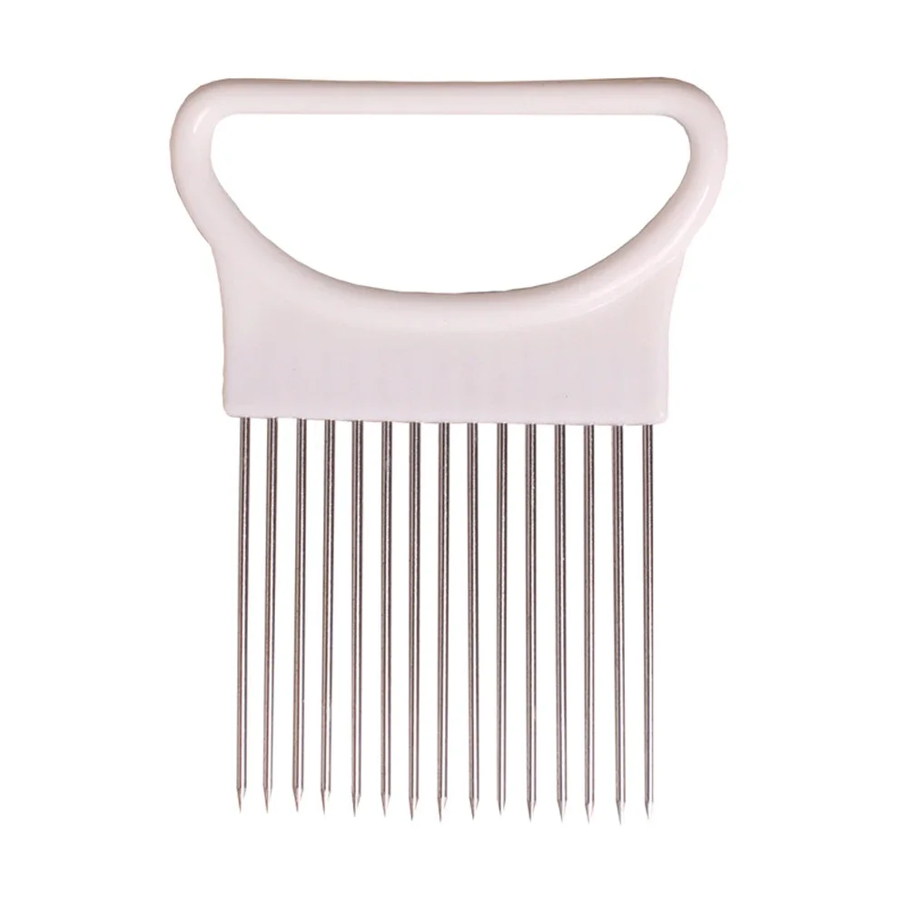 Stainless Steel Onion Needle Onion Fork Vegetable slicer fruit slicer Vegetables Fruit Slicer Tomato Cutter Knife Cutting Safe Aid Holder Kitchen Accessories