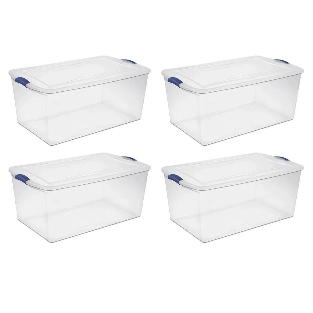 

Sterilite 105 Qt. Latch Box Plastic, Stadium Blue, Set of 4