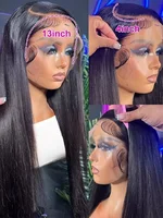 40 Inch 13x6 Hd Lace Frontal Wig 13x4 Black Straight Lace Front Wigs Human Hair 5x5 Closure Wig Brazilian PrePlucked 250 Density 2