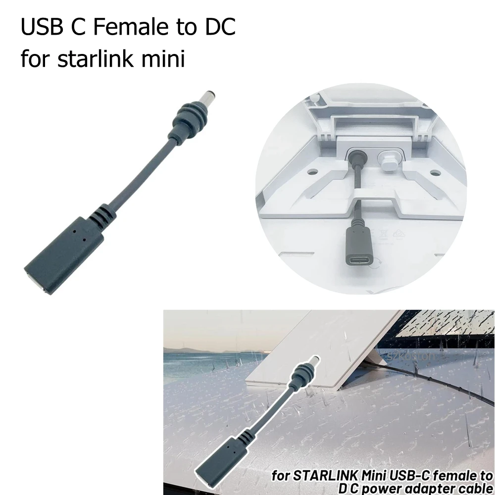 For STARLINK Mini USB-C Female To D C Power Adapter Cable Outdoor Plug and Play Waterproof Converter For Starlink Mini