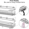 2 Pcs Rustproof Stainless Steel Bathroom Organizer with 5 Hooks,Large Capacity,No Drilling,Suitable for Bathroom Storage 6